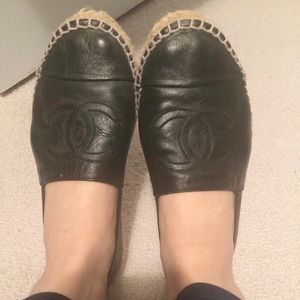 Black leather CHANEL Espadrilles 🖤🖤